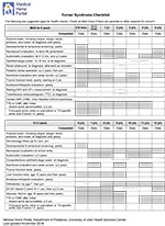 Screenshot of Turner Syndrome Checklist